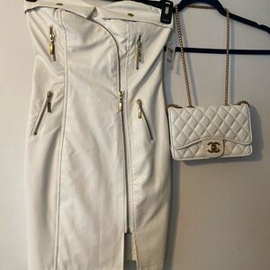 Elegant White Mini Dress with Gold Accents